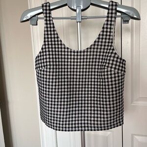 Club Monaco Black and White Gingham Cropped Tank